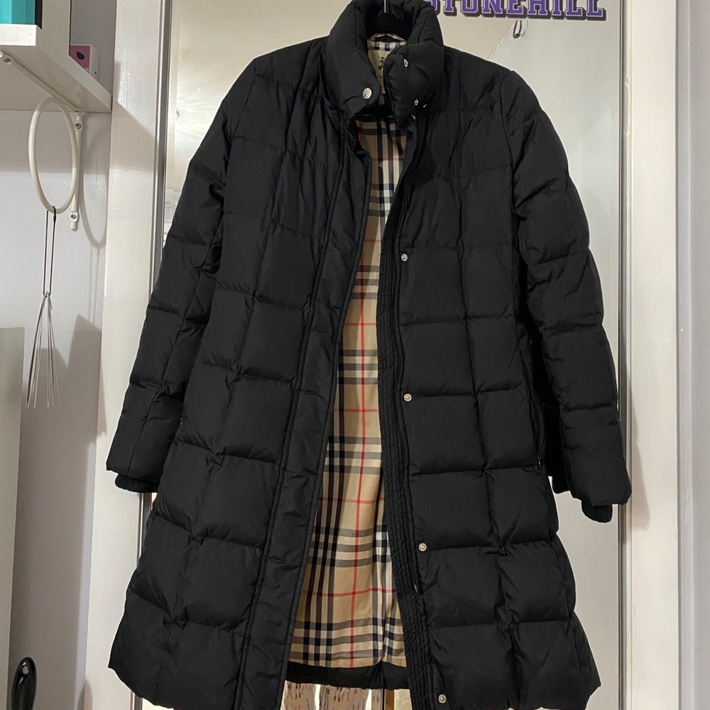 Burberry London Black Down Puffer Marianne Coat Size Extra Small